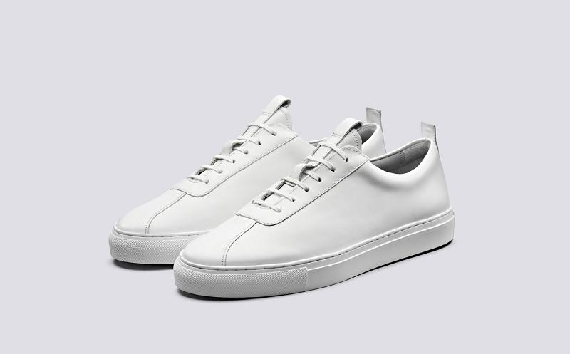 Grenson Sneaker 1 Mens Sneakers - White Calf Leather and Rubber Sole WR0695